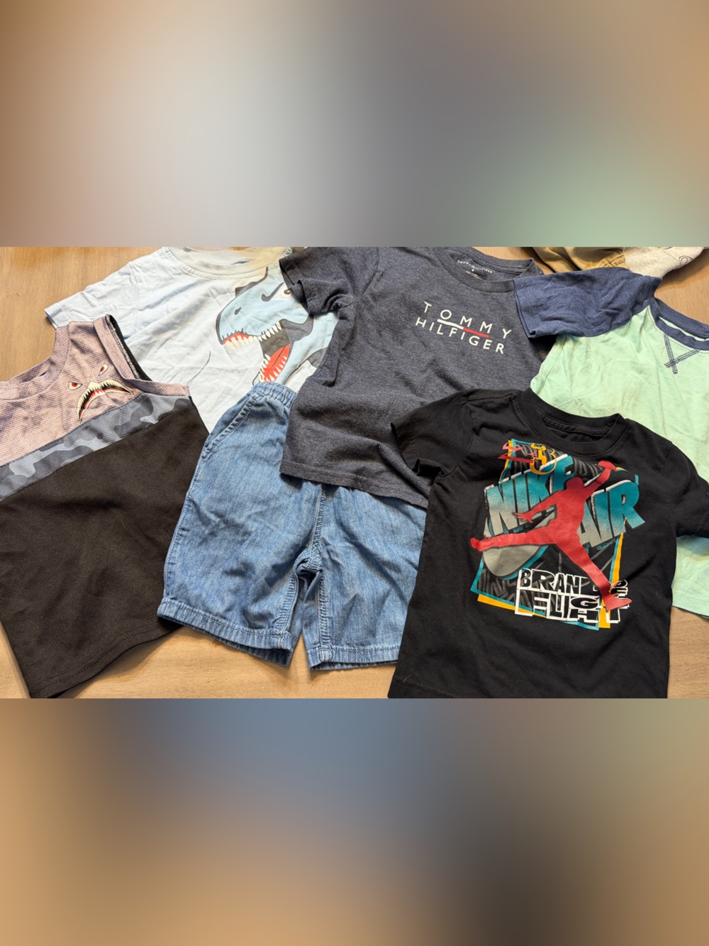 Bundle summer lot of boys 6 piece set 5 shirts + 1 pair shorts 4T various brands